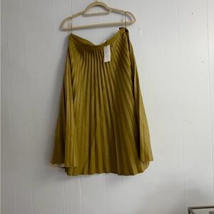 Proenza Schouler Gold A-Line Pleated Skirt